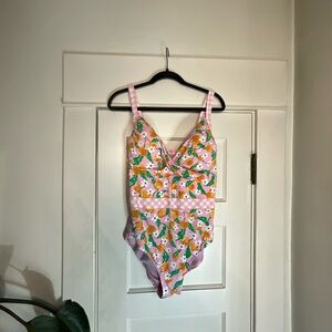 Lands End x Draper James Pink Oranges Tummy Control Floral Swimsuit